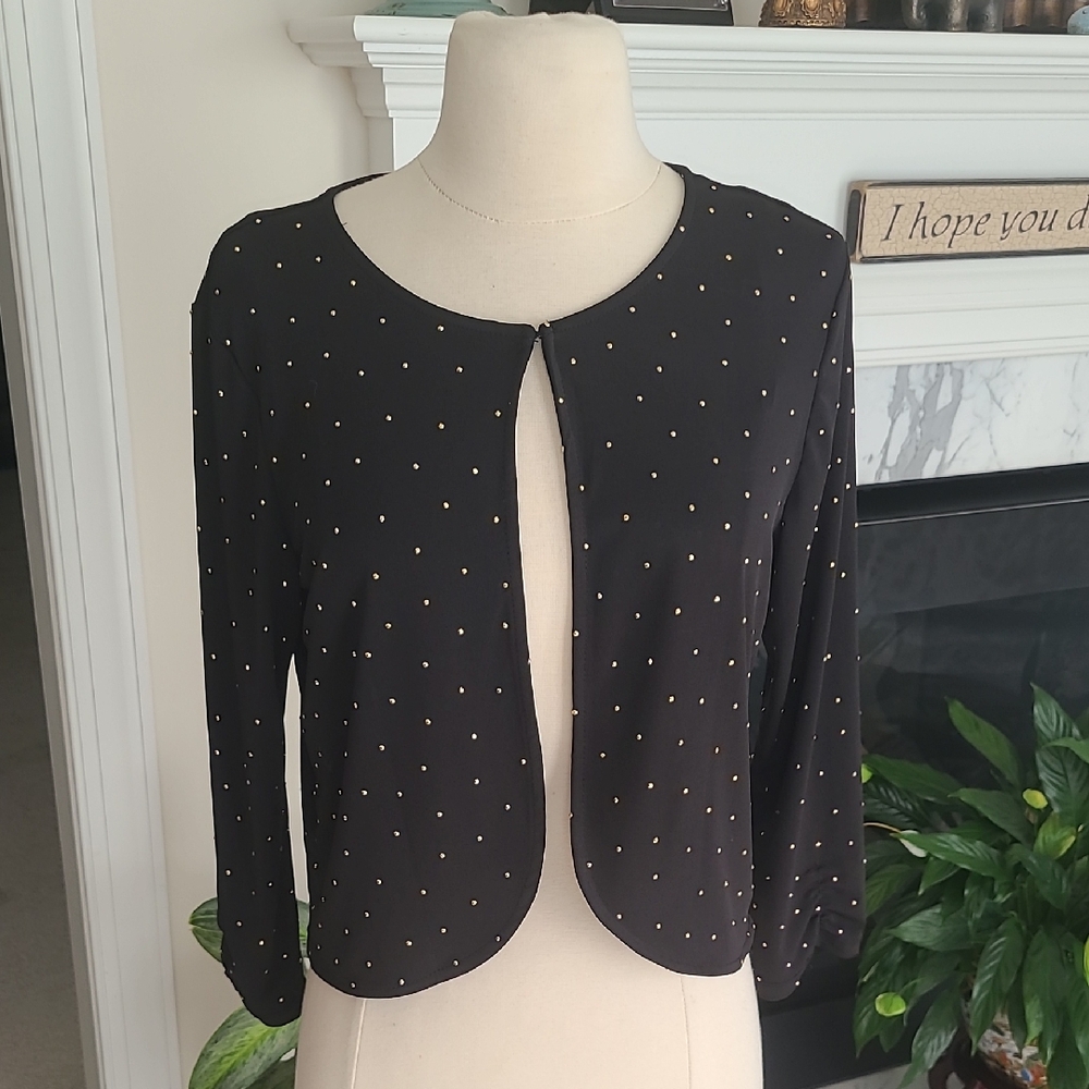 Glamour Formal Stidded Shrug Cardigan Black/gold embellishments Size S
